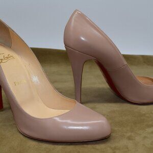 EUC Christian Louboutin Decollete 868 Heels Pumps 39 M 8.5 M Nude Flesh Beige